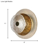 Minimalist 1-Light Brown Ribbed Glass Bell Sconce Wall Mount Lamp For Living Room