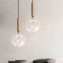 Minimalist 3D Printed Moon Pendant Light - Creative Metal Hanging Lamp Gold