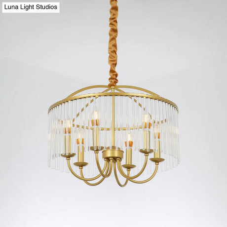 Minimalist 6-Head Clear Crystal Chandelier With Elegant Candlestick Design - Ceiling Suspension Lamp