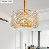 Minimalist 6-Light Crystal Ball Pendulum Chandelier In Gold Finish - Lattice Diamond Design For