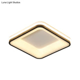 Minimalist Acrylic Black Led Ceiling Light Fixture - Square Frame Flush Mount Lamp With Remote