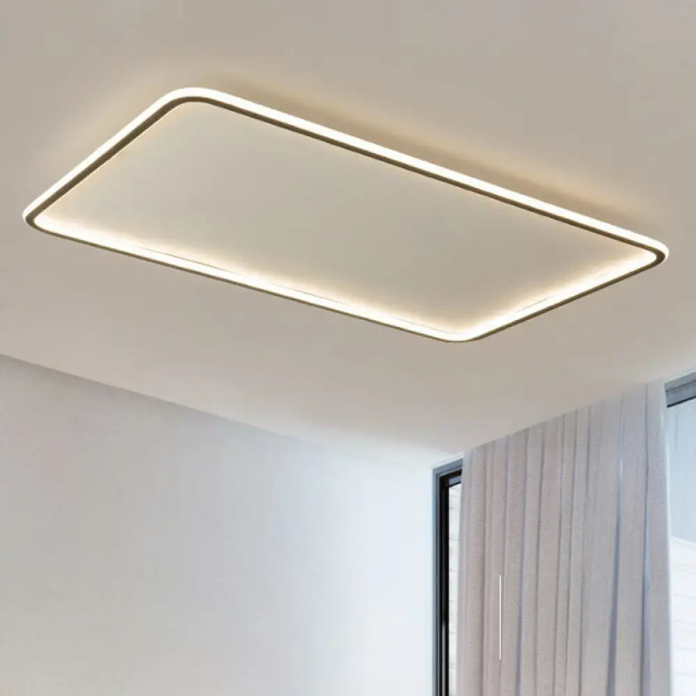 Minimalist Acrylic Black Led Flush Mount Fixture - Rectangular Frame / 23.5’ Third Gear