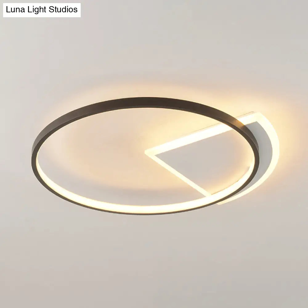 Minimalist Acrylic Ceiling Light: White & Black Led Flush For Bedroom