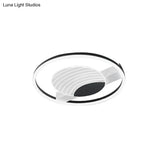 Minimalist Acrylic Circle Flush Mount Lamp In Black/Gold With Led 16/19.5 Inch Wide Wave Pattern