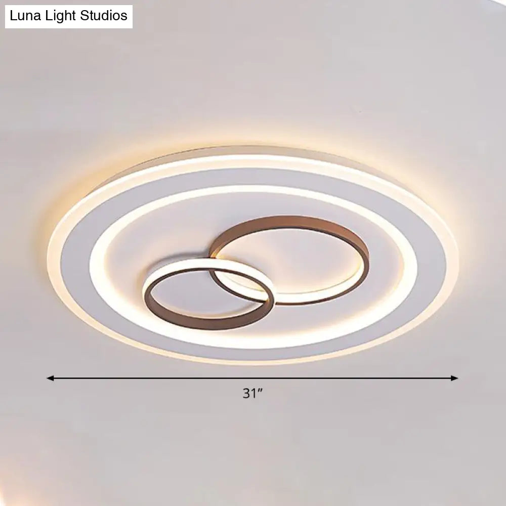 Minimalist Acrylic Led Bedroom Ceiling Lamp In White - 24.5’/31’ Wide Circle Flush Mount Lighting