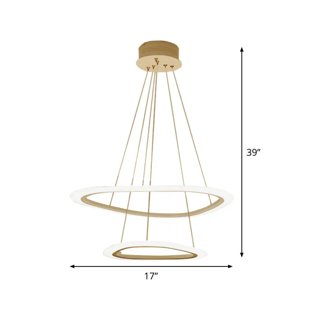 Minimalist Acrylic Led Chandelier - 2/3-Tier Triangular Lounge Pendant Light In Warm/White