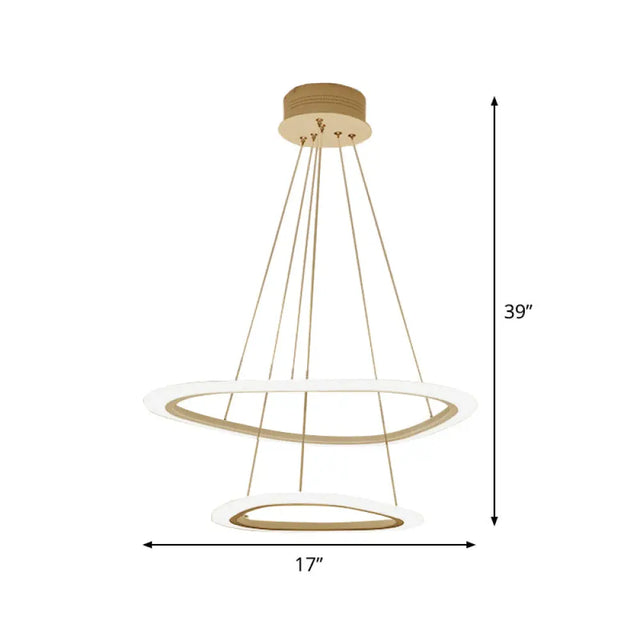 Minimalist Acrylic Led Chandelier - 2/3-Tier Triangular Lounge Pendant Light In Warm/White