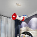 Minimalist Acrylic Led Chandelier Lamp: Satellite Shaped Blue-Red Hanging Light For Bedroom / Warm