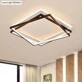 Minimalist Acrylic Led Flush Mount Light: Stacked Square Design In Black For Bedroom