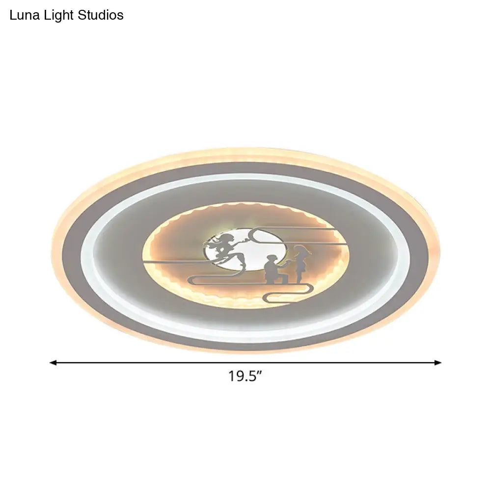 Minimalist Acrylic Led Flush Mount With Unique Lovers Pattern