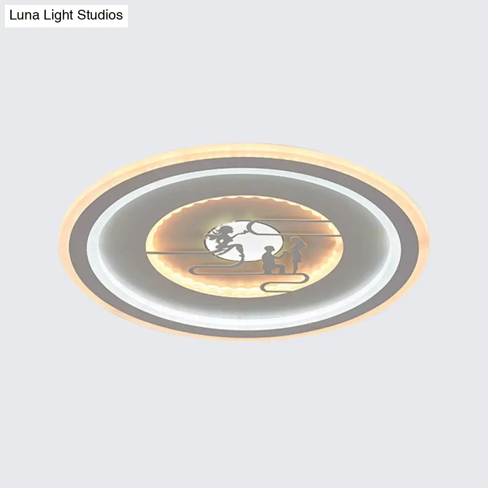 Minimalist Acrylic Led Flush Mount With Unique Lovers Pattern