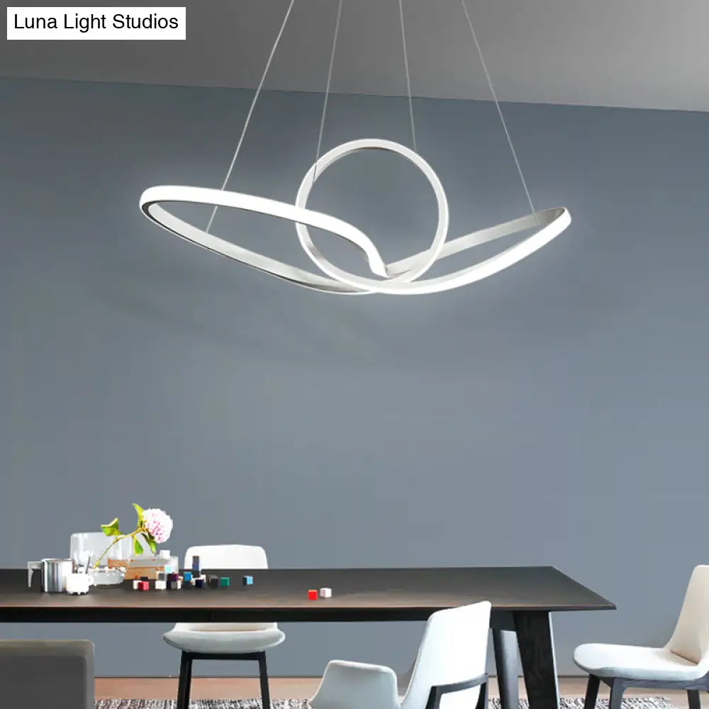 Minimalist Acrylic Led Pendant Chandelier - Seamless Curve Hanging Ceiling Light In Warm/White