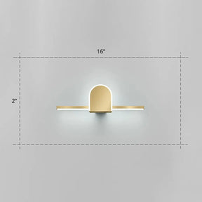 Minimalist Acrylic Led Vanity Light With Gold Finish For Bathroom Walls / 19.5 Semicircle