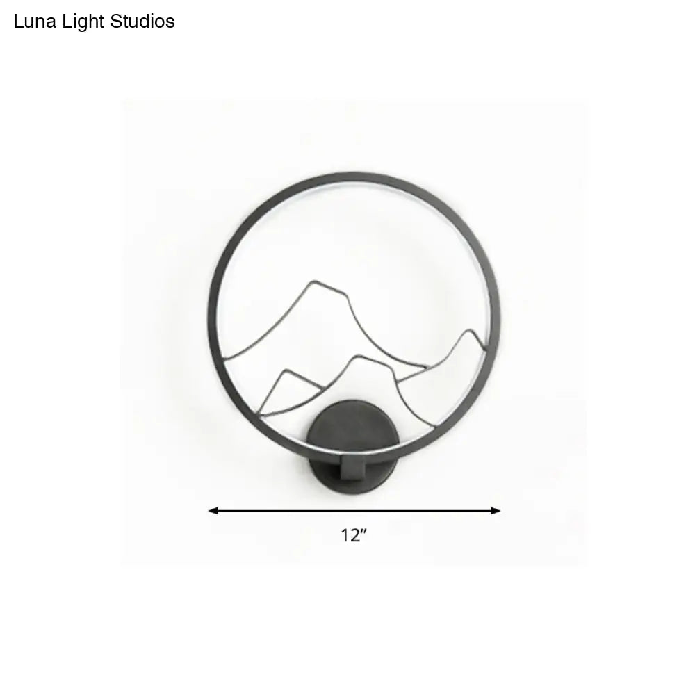 Minimalist Acrylic Ring Wall Lamp With Led White/Black Mountain Shade