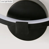 Minimalist Acrylic Ring Wall Lamp With Led White/Black Mountain Shade