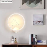 Minimalist Acrylic Ring Wall Lamp With Led White/Black Mountain Shade