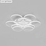 Minimalist Acrylic Semi Flush Ceiling Light For Living Room - Multi Ring Design 3/9/12 Lights White