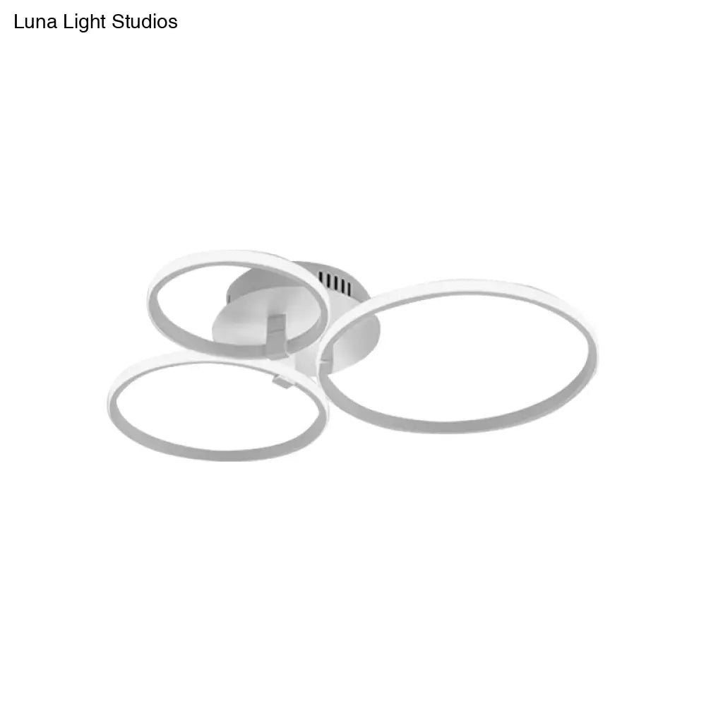 Minimalist Acrylic Semi Flush Ceiling Light For Living Room - Multi Ring Design 3/9/12 Lights White