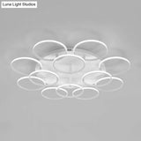 Minimalist Acrylic Semi Flush Ceiling Light For Living Room - Multi Ring Design 3/9/12 Lights White