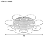 Minimalist Acrylic Semi Flush Ceiling Light For Living Room - Multi Ring Design 3/9/12 Lights White