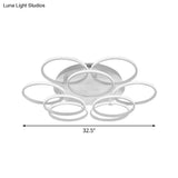 Minimalist Acrylic Semi Flush Ceiling Light For Living Room - Multi Ring Design 3/9/12 Lights White