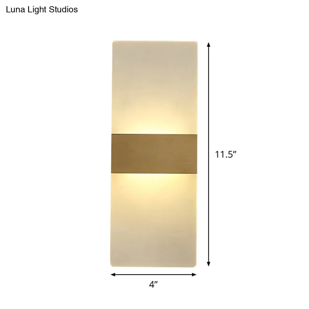 Minimalist Acrylic Wall Sconce With Gold Band And Warm/White Light - Perfect For Bedside