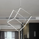 Minimalist Aluminum Cubic Frame Chandelier: Gold/Silver Led Hanging Ceiling Light For Living Room -