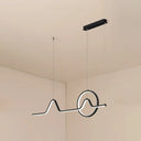 Minimalist Aluminum Led Dining Room Pendant Lamp Curve Art Island Lighting Black / Warm