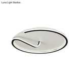 Minimalist Aluminum Led Flush Mount Lighting For Study Room Black / Third Gear