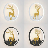 Minimalist Aluminum Ring Led Wall Sconce With Deer Design