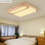 Minimalist Ash Wood Led Flush Mount Ceiling Lamp For Living Room 2 / Warm