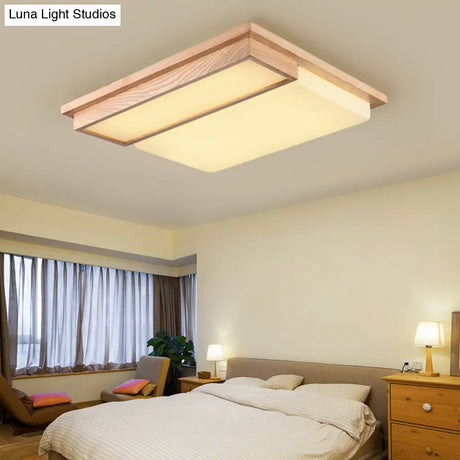 Minimalist Ash Wood Led Flush Mount Ceiling Lamp For Living Room 2 / Warm