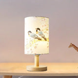 Minimalist Asian Bird Wood Cylinder Reading Light For Living Room Desk