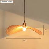 Minimalist Bamboo Lotus Leaf Suspension Pendant Light - 1 Head Wood Ceiling Fixture