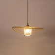 Minimalist Bamboo Lotus Leaf Suspension Pendant Light - 1 Head Wood Ceiling Fixture / B