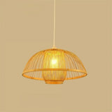 Minimalist Bamboo Woven Hanging Lamp For Restaurants - 1 Bulb Wood Suspension Lighting / C