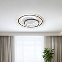Minimalist Bedroom Led Ceiling Lamp: Multi - Square/Round/Rectangle Flush Light In Black Or White