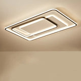 Minimalist Bedroom Led Ceiling Lamp: Multi - Square/Round/Rectangle Flush Light In Black Or White