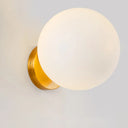 Minimalist Bedside Sconce Light With White Glass Ball And Gold Wall Mount