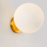 Minimalist Bedside Sconce Light With White Glass Ball And Gold Wall Mount