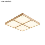 Minimalist Beige Geometric Flush Mount Ceiling Light With Acrylic Diffuser - 4/6 Lights