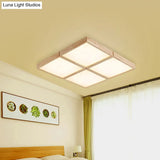 Minimalist Beige Geometric Flush Mount Ceiling Light With Acrylic Diffuser - 4/6 Lights