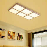 Minimalist Beige Geometric Flush Mount Ceiling Light With Acrylic Diffuser - 4/6 Lights 6 / Wood
