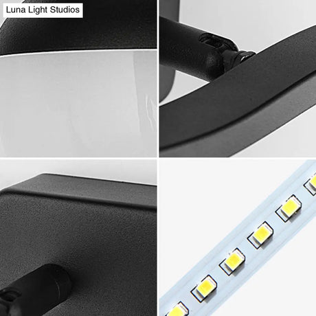 Minimalist Black Acrylic Bowl Led Wall Sconce Vanity Light Fixture For Bath