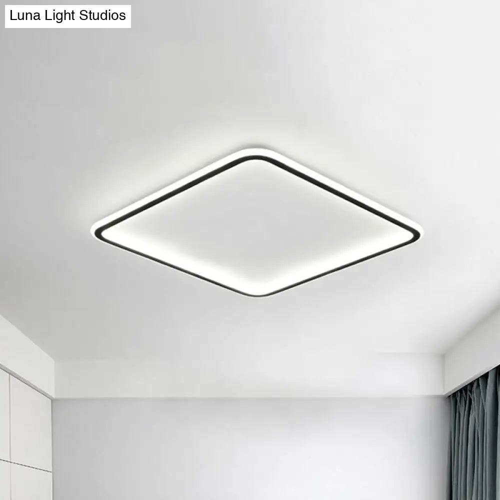 Minimalist Black Aluminum Led Ceiling Lamp In 3 Sizes: Slim Flush Mount For Stylish Bedroom Lighting
