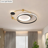 Minimalist Black And Gold Led Ceiling Light In Warm/White - Circle Metallic Flushmount Fixture