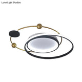 Minimalist Black And Gold Led Ceiling Light In Warm/White - Circle Metallic Flushmount Fixture
