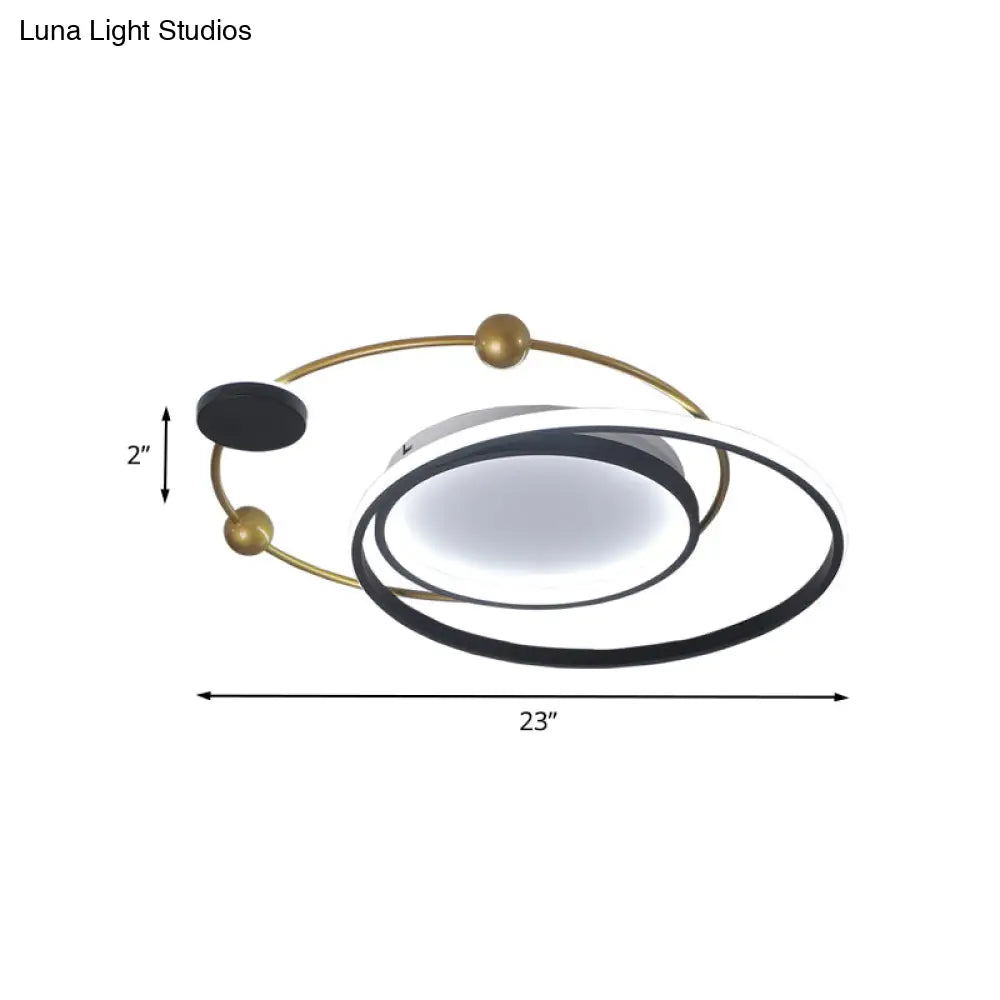 Minimalist Black And Gold Led Ceiling Light In Warm/White - Circle Metallic Flushmount Fixture