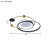 Minimalist Black And Gold Led Ceiling Light In Warm/White - Circle Metallic Flushmount Fixture