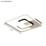 Minimalist Black And White Led Ceiling Light With Remote Control Stepless Dimming - 16’/19.5’ Wide